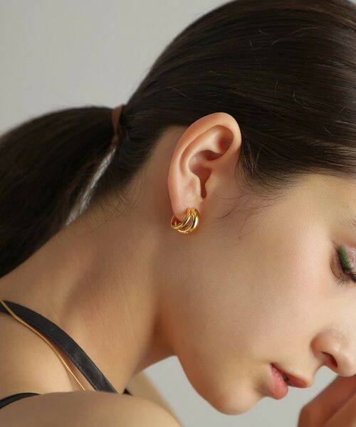 COCOSHNIK ONKITSCH / ココシュニックオンキッチュ ピアス・イヤリング | シルバー スモールフープ ダブルプランプピアス GP | 詳細10