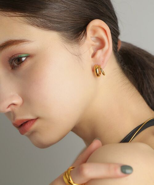 COCOSHNIK ONKITSCH / ココシュニックオンキッチュ ピアス・イヤリング | シルバー スモールフープ ダブルプランプピアス GP | 詳細11