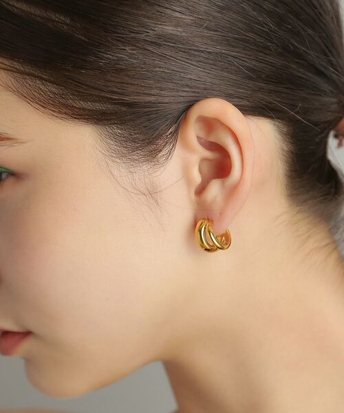 COCOSHNIK ONKITSCH / ココシュニックオンキッチュ ピアス・イヤリング | シルバー スモールフープ ダブルプランプピアス GP | 詳細12