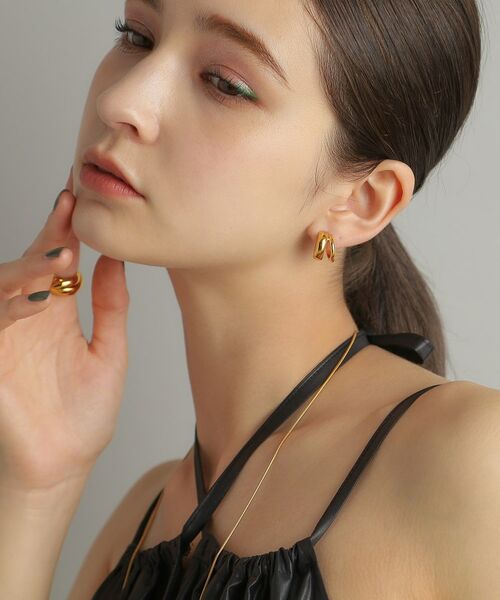 COCOSHNIK ONKITSCH / ココシュニックオンキッチュ ピアス・イヤリング | シルバー スモールフープ ダブルプランプピアス GP | 詳細7