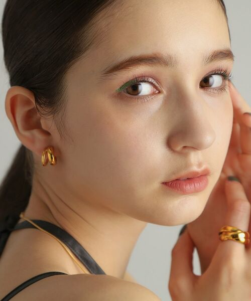 COCOSHNIK ONKITSCH / ココシュニックオンキッチュ ピアス・イヤリング | シルバー スモールフープ ダブルプランプピアス GP | 詳細9