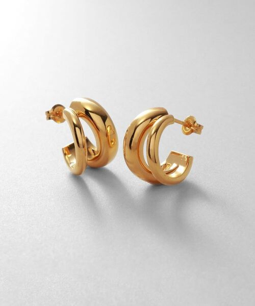 COCOSHNIK ONKITSCH / ココシュニックオンキッチュ ピアス・イヤリング | シルバー スモールフープ ダブルプランプピアス GP（ゴールド(600)）