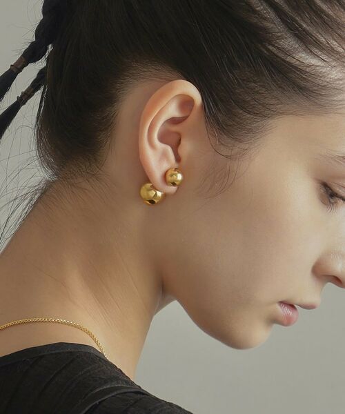 COCOSHNIK ONKITSCH / ココシュニックオンキッチュ ピアス・イヤリング | シルバー ホロウピアス ボール フロントバック GP | 詳細13