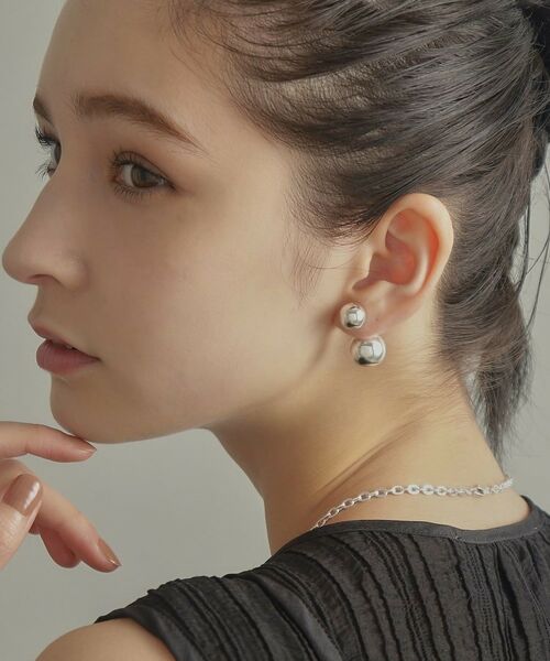 COCOSHNIK ONKITSCH / ココシュニックオンキッチュ ピアス・イヤリング | シルバー ホロウピアス ボール フロントバック | 詳細12