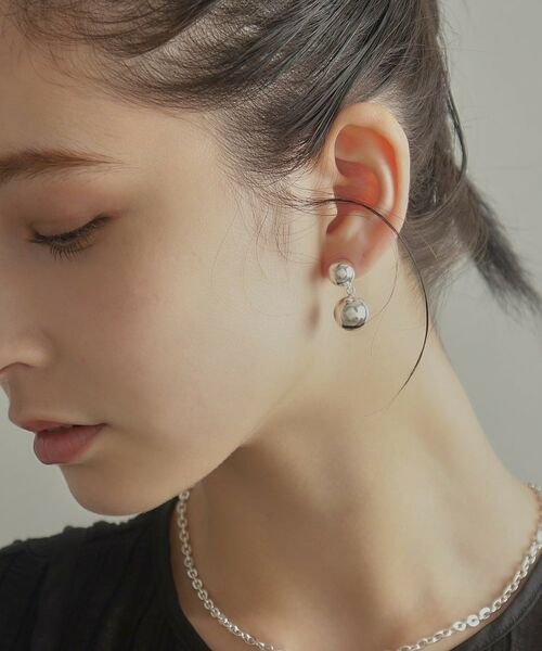 COCOSHNIK ONKITSCH / ココシュニックオンキッチュ ピアス・イヤリング | シルバー ホロウピアス ダブルボール | 詳細14