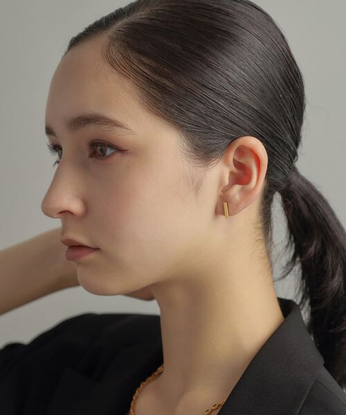 COCOSHNIK ONKITSCH / ココシュニックオンキッチュ ピアス・イヤリング | シルバー レクタングル スタッドピアス GP | 詳細12