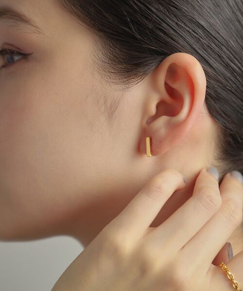 COCOSHNIK ONKITSCH / ココシュニックオンキッチュ ピアス・イヤリング | シルバー レクタングル スタッドピアス GP | 詳細14