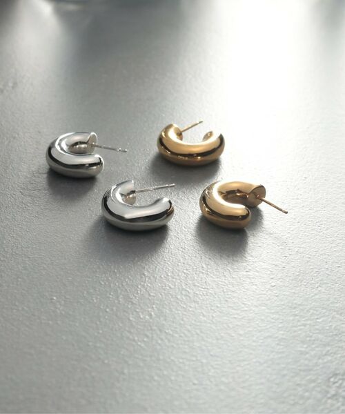 COCOSHNIK ONKITSCH / ココシュニックオンキッチュ ピアス・イヤリング | シルバー ホロウフープピアス ラウンドM GP | 詳細5