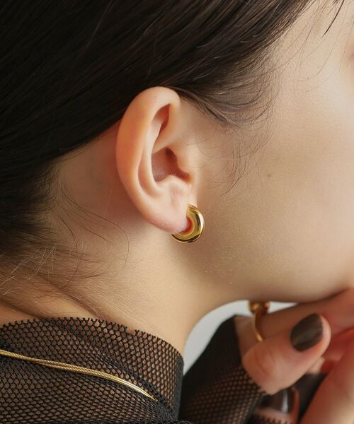 COCOSHNIK ONKITSCH / ココシュニックオンキッチュ ピアス・イヤリング | シルバー ホロウフープピアス ラウンドS GP | 詳細9