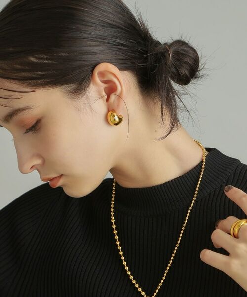 COCOSHNIK ONKITSCH / ココシュニックオンキッチュ ピアス・イヤリング | シルバー ホロウフープピアス ペアシェイプM GP | 詳細10