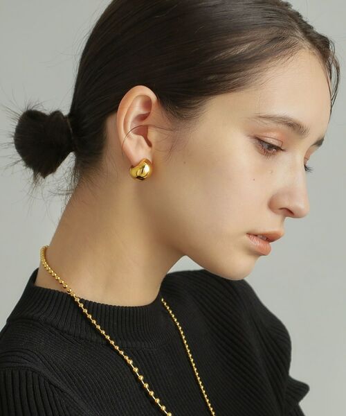 COCOSHNIK ONKITSCH / ココシュニックオンキッチュ ピアス・イヤリング | シルバー ホロウフープピアス ペアシェイプM GP | 詳細11