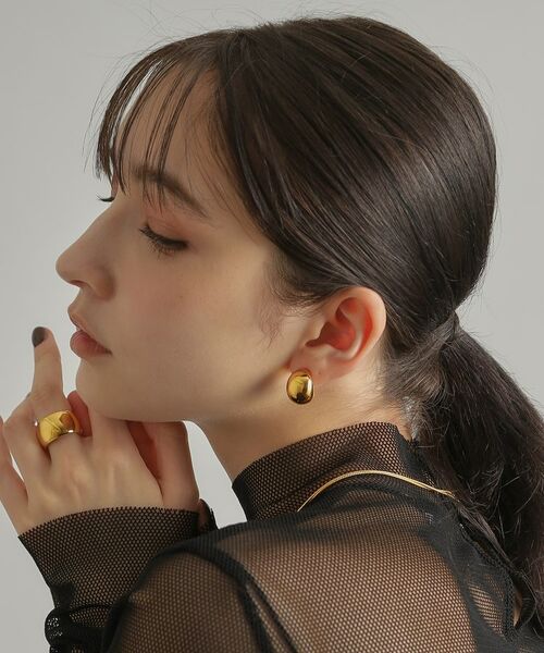 COCOSHNIK ONKITSCH / ココシュニックオンキッチュ ピアス・イヤリング | シルバー ホロウフープピアス ペアシェイプM GP | 詳細16