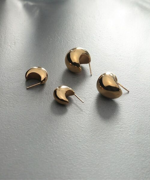 COCOSHNIK ONKITSCH / ココシュニックオンキッチュ ピアス・イヤリング | シルバー ホロウフープピアス ペアシェイプM GP | 詳細6