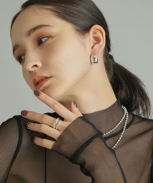 COCOSHNIK ONKITSCH / ココシュニックオンキッチュ ピアス・イヤリング | シルバー ホロウフープピアス ペアシェイプM | 詳細14