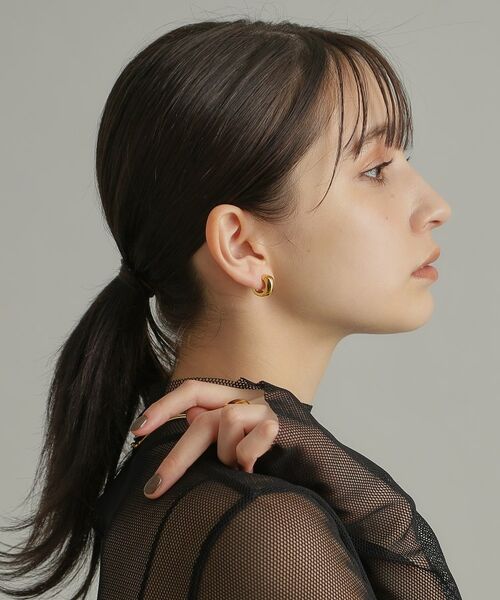 COCOSHNIK ONKITSCH / ココシュニックオンキッチュ ピアス・イヤリング | シルバー スモールフープ スロープカットピアス GP | 詳細10