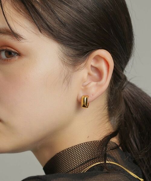 COCOSHNIK ONKITSCH / ココシュニックオンキッチュ ピアス・イヤリング | シルバー スモールフープ スロープカットピアス GP | 詳細11