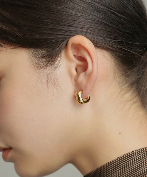 COCOSHNIK ONKITSCH / ココシュニックオンキッチュ ピアス・イヤリング | シルバー スモールフープ スロープカットピアス GP | 詳細12