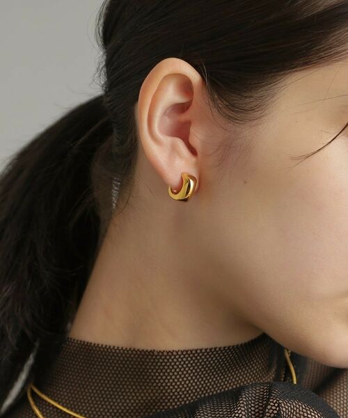 COCOSHNIK ONKITSCH / ココシュニックオンキッチュ ピアス・イヤリング | シルバー スモールフープ スロープカットピアス GP | 詳細13