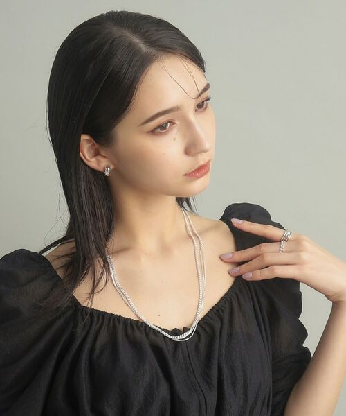 COCOSHNIK ONKITSCH / ココシュニックオンキッチュ ピアス・イヤリング | シルバー スモールフープ スロープカットピアス | 詳細7