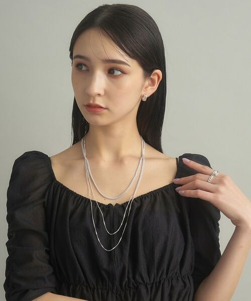 COCOSHNIK ONKITSCH / ココシュニックオンキッチュ ピアス・イヤリング | シルバー スモールフープ スロープカットピアス | 詳細8