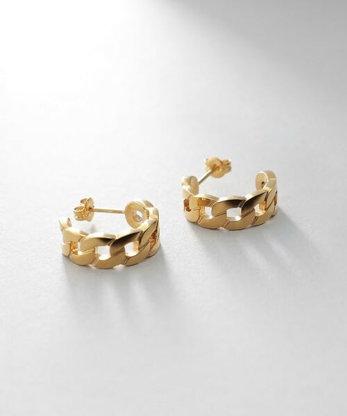 COCOSHNIK ONKITSCH / ココシュニックオンキッチュ ピアス・イヤリング | シルバー フラットカーブチェーンモチーフピアス GP | 詳細1