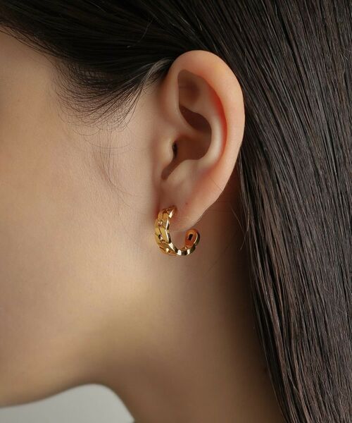 COCOSHNIK ONKITSCH / ココシュニックオンキッチュ ピアス・イヤリング | シルバー フラットカーブチェーンモチーフピアス GP | 詳細13