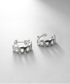 COCOSHNIK ONKITSCH / ココシュニックオンキッチュ ピアス・イヤリング | シルバー フラットカーブチェーンモチーフピアス