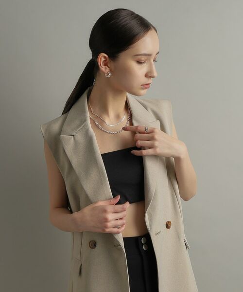 COCOSHNIK ONKITSCH / ココシュニックオンキッチュ ピアス・イヤリング | シルバー フラットカーブチェーンモチーフピアス | 詳細10