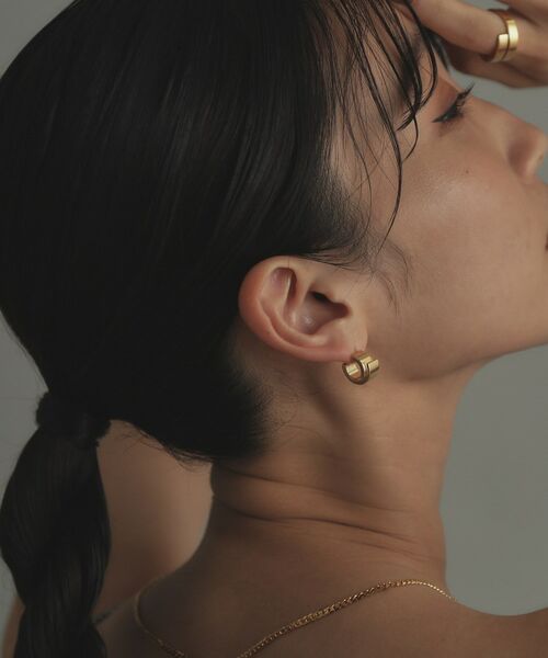 COCOSHNIK ONKITSCH / ココシュニックオンキッチュ ピアス・イヤリング | シルバー スモールフープ スライドプレートピアス GP | 詳細9