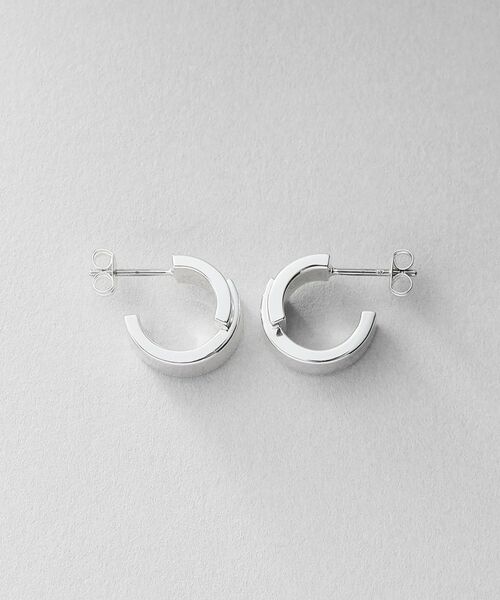 COCOSHNIK ONKITSCH / ココシュニックオンキッチュ ピアス・イヤリング | シルバー スモールフープ スライドプレートピアス | 詳細4