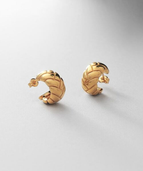 COCOSHNIK ONKITSCH / ココシュニックオンキッチュ ピアス・イヤリング | シルバー ブリックモチーフ フープピアス GP | 詳細1