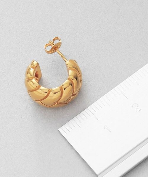 COCOSHNIK ONKITSCH / ココシュニックオンキッチュ ピアス・イヤリング | シルバー ブリックモチーフ フープピアス GP | 詳細5