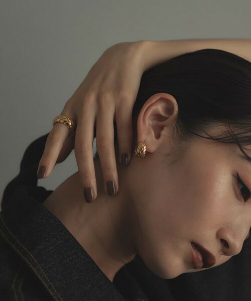 COCOSHNIK ONKITSCH / ココシュニックオンキッチュ ピアス・イヤリング | シルバー ブリックモチーフ フープピアス GP | 詳細8