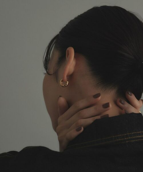 COCOSHNIK ONKITSCH / ココシュニックオンキッチュ ピアス・イヤリング | シルバー ブリックモチーフ フープピアス GP | 詳細9