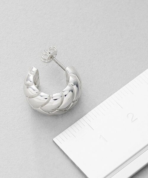 COCOSHNIK ONKITSCH / ココシュニックオンキッチュ ピアス・イヤリング | シルバー ブリックモチーフ フープピアス | 詳細5