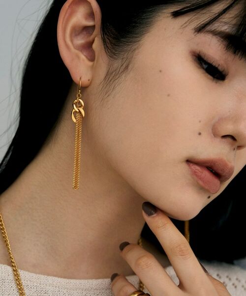 COCOSHNIK ONKITSCH / ココシュニックオンキッチュ ピアス・イヤリング | シルバー カーブチェーンモチーフフリンジピアス GP | 詳細8