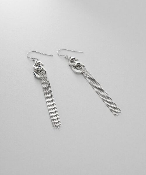 COCOSHNIK ONKITSCH / ココシュニックオンキッチュ ピアス・イヤリング | シルバー カーブチェーンモチーフフリンジピアス | 詳細1