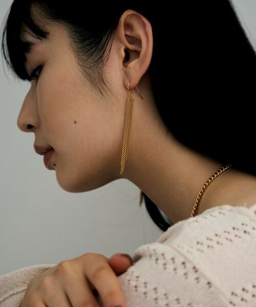 COCOSHNIK ONKITSCH / ココシュニックオンキッチュ ピアス・イヤリング | シルバー カーブチェーンフリンジピアス GP | 詳細7