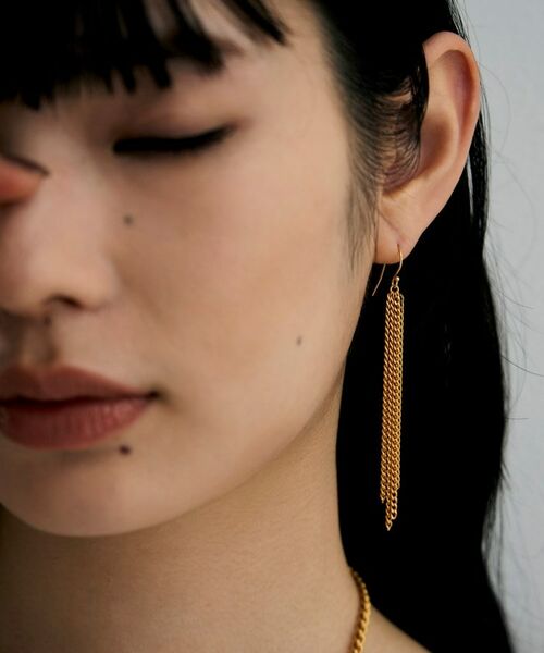 COCOSHNIK ONKITSCH / ココシュニックオンキッチュ ピアス・イヤリング | シルバー カーブチェーンフリンジピアス GP | 詳細8