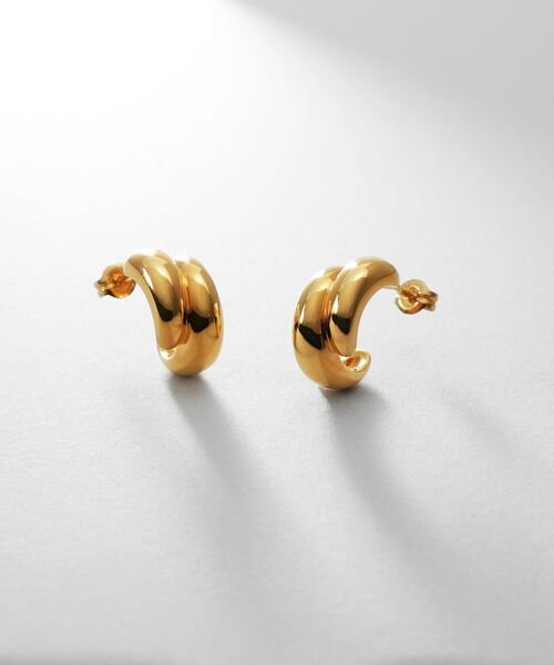 COCOSHNIK ONKITSCH / ココシュニックオンキッチュ ピアス・イヤリング | シルバー スモールフープ チャビーローテイテッドピアス GP | 詳細1