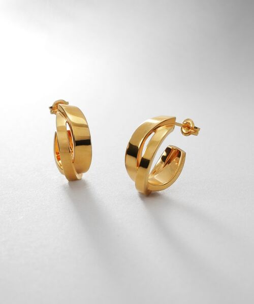 COCOSHNIK ONKITSCH / ココシュニックオンキッチュ ピアス・イヤリング | シルバー フラットオーバルクロスピアス GP | 詳細1