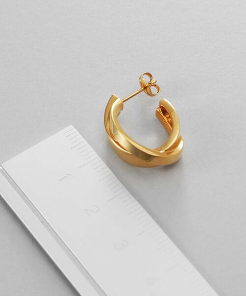 COCOSHNIK ONKITSCH / ココシュニックオンキッチュ ピアス・イヤリング | シルバー フラットオーバルクロスピアス GP | 詳細4