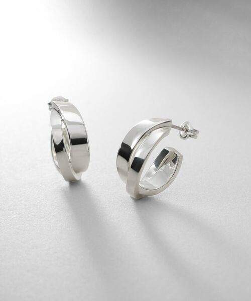 COCOSHNIK ONKITSCH / ココシュニックオンキッチュ ピアス・イヤリング | シルバー フラットオーバルクロスピアス | 詳細1