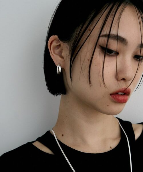 COCOSHNIK ONKITSCH / ココシュニックオンキッチュ ピアス・イヤリング | シルバー フラットオーバルクロスピアス | 詳細7