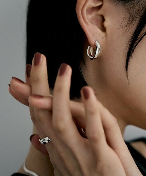 COCOSHNIK ONKITSCH / ココシュニックオンキッチュ ピアス・イヤリング | シルバー フラットオーバルクロスピアス | 詳細8