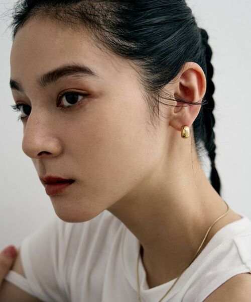 COCOSHNIK ONKITSCH / ココシュニックオンキッチュ ピアス・イヤリング | シルバー ハギーフープ ワイドピアス GP | 詳細8