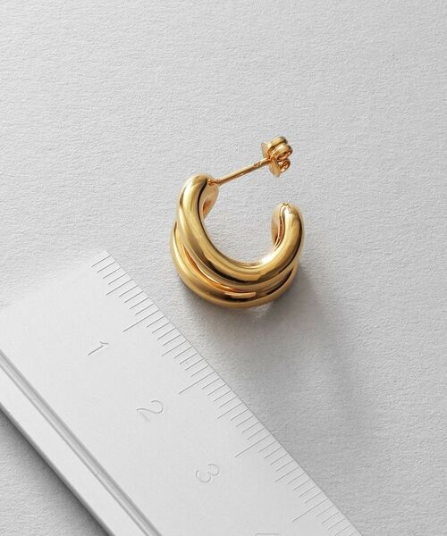 COCOSHNIK ONKITSCH / ココシュニックオンキッチュ ピアス・イヤリング | シルバー スモールフープ ニュアンスループピアス GP | 詳細4