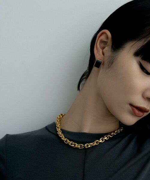 COCOSHNIK ONKITSCH / ココシュニックオンキッチュ ピアス・イヤリング | シルバー オニキス バフトップカットピアス GP | 詳細8