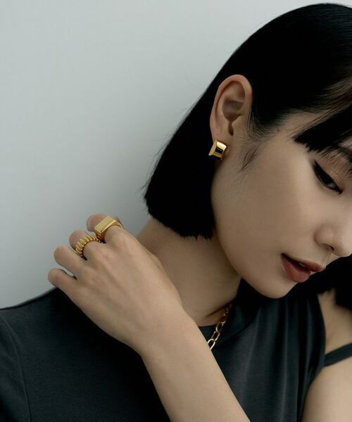 COCOSHNIK ONKITSCH / ココシュニックオンキッチュ ピアス・イヤリング | シルバー ホロウスタッドピアス スロープカット GP | 詳細7