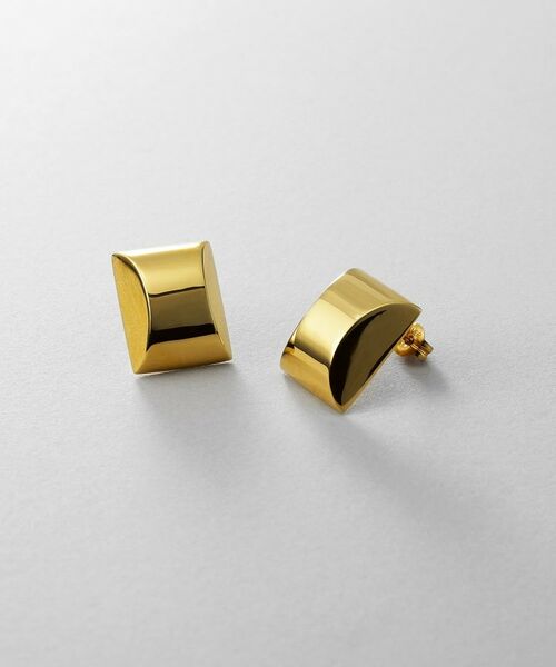 COCOSHNIK ONKITSCH / ココシュニックオンキッチュ ピアス・イヤリング | シルバー ホロウスタッドピアス スロープカット GP（ゴールド(600)）